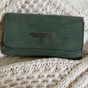 Moss green feather wallet